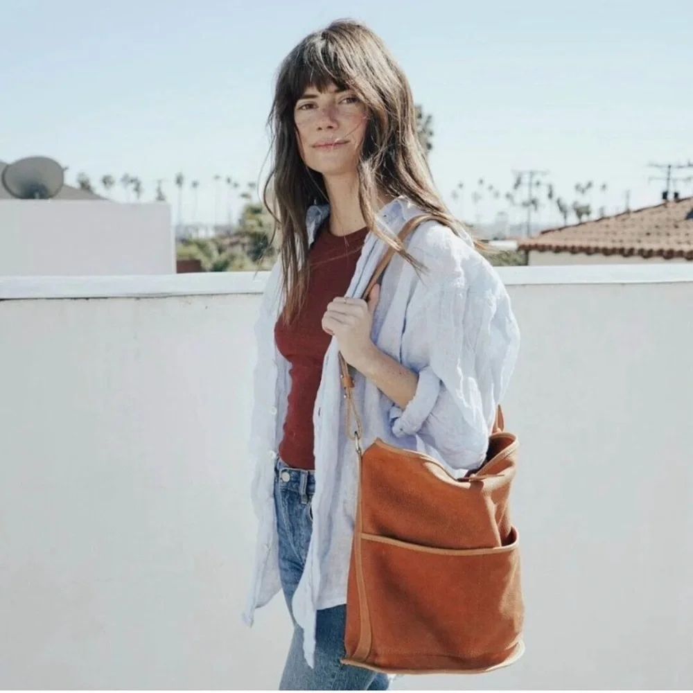 Parker Clay Topanga Everyday‎ Bucket Bag Suede Leather Purse